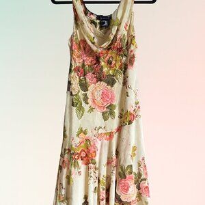 Y2K Whimsical Floral Beaded Sequin Fairycore Dress | L | EVC | Asymmetric Hem